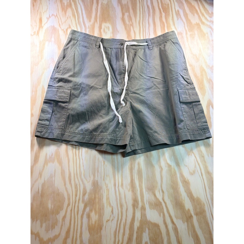 Lauren Ralph Lauren Olive Green Cargo Shorts Women Size 16 Cotton Drawstring LRL